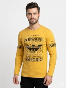 Mens Yellow Full Sleeve Round Neck T-Shirts