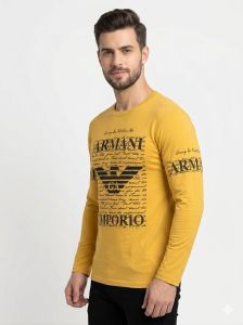 Mens Yellow Full Sleeve Round Neck T-Shirts