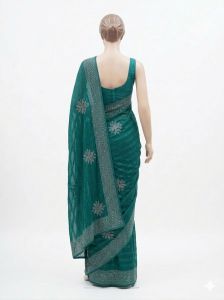 Turquoise Georgette Saree