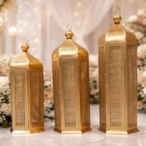 Golden Jali Marble Lantern