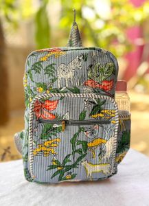 Jungle Animal Print Quilted Cotton Backpack
