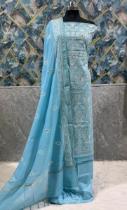 Ladies Banarasi Chanderi Silk Embroidered Suit Set