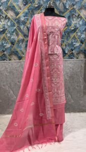 Ladies Banarasi Chanderi Silk Embroidered Suit Set