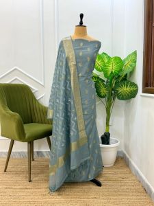 Ladies Banarasi Mercerised Designer Unstitched Suit Set