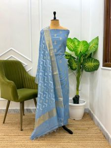 Ladies Banarasi Mercerised Designer Unstitched Suit Set