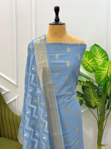 Ladies Banarasi Mercerised Designer Unstitched Suit Set