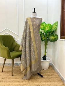 Ladies Banarasi Mercerised Designer Unstitched Suit Set