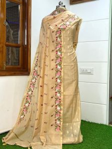 Ladies Banarasi Mercerised Embroidered Unstitched Suit Set