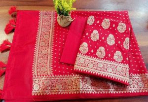 Ladies Banarasi Mercerised Zari Unstitched Suit Set