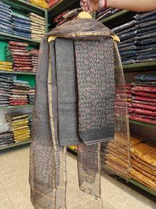 ladies hand block printed kota doria suit set