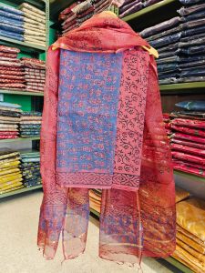 ladies hand block printed kota doria suit set