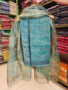 ladies hand block printed kota doria suit set