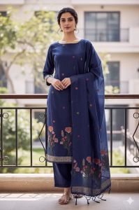 Ladies Jamdani Cotton Silk Unstitched Suit Set