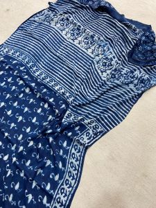 Ladies Modal Silk Bagru Hand Block Print Saree