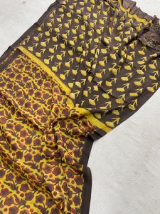 Ladies Modal Silk Bagru Hand Block Print Saree