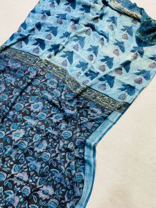 Ladies Modal Silk Bagru Hand Block Print Saree