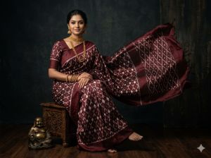 Ladies Pure Ikat Silk Designer Saree