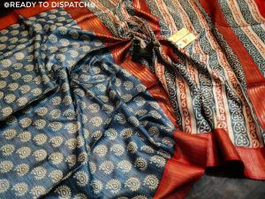 Ladies Pure Tussar Ghicha Printed Silk Saree