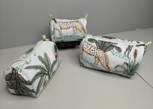 Ladies Quilted Printed Cotton Utility Pouch Set
