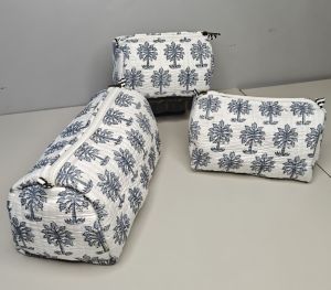 Ladies Quilted Printed Cotton Utility Pouch Set