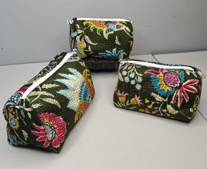 Ladies Quilted Printed Cotton Utility Pouch Set