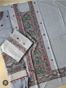 Ladies Traditional Madhubani Hand Painted Linen Suit