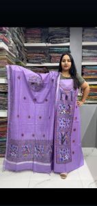 Ladies Traditional Madhubani Hand Painted Linen Suit
