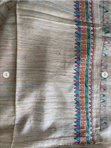 Ladies Traditional Madhubani Hand Painted Tussar Silk Saree