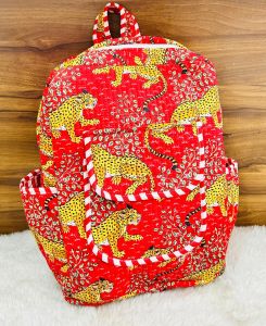 Leopard Jungle Print Quilted Cotton Backpack
