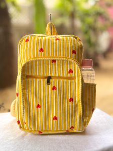 Printed Quilted Cotton Kids School Backpack