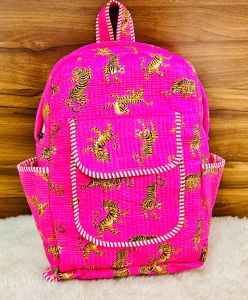 Tiger Print Quilted Cotton Backpack