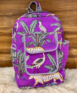 Tropical Wildlife Print Quilted Cotton Backpack