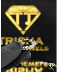 925 Sterling Silver Moissanite Diamond Sparkling Eternity Band Wedding Ring