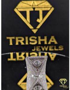 Mens Moissanite Diamonds 925 Sterling Silver Triangle Iced out Ring