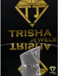 Mens Moissanite Diamonds 925 Sterling Silver Triangle Iced out Ring