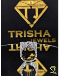 Mens Moissanite Diamonds 925 Sterling Silver Triangle Iced out Ring