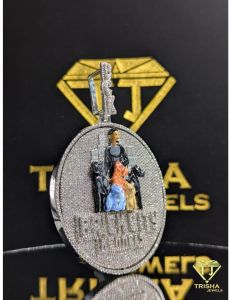 925 Sterling Silver Brick City Kennels Iced Out VVS Moissanite Diamond Pendant