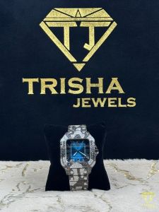 Blue Dial Moissanite Diamond Watch