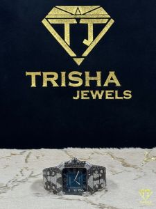 Blue Dial Moissanite Diamond Watch
