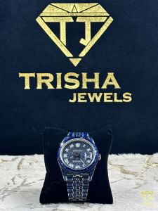 Luxury Blue Sapphire Style VVS Moissanite Diamond Watch