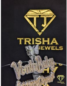925 Sterling Silver Butterfly Name Plate Moissanite Diamond Vonta Baby Jewelry Pendant