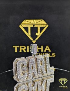 925 Sterling Silver Carl Name Moissanite Diamond Iced Out Hip Hop Statement Jewelry Pendant