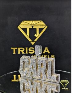 925 Sterling Silver Carl Name Moissanite Diamond Iced Out Hip Hop Statement Jewelry Pendant