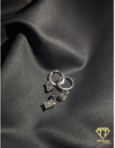 Moissanite Diamond 925 Sterling Silver Bridal Princess Cut Pendant Set