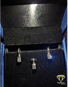 Moissanite Diamond 925 Sterling Silver Bridal Princess Cut Pendant Set