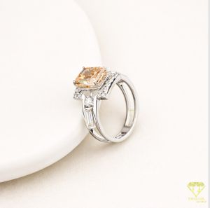 925 Sterling Silver Classic Radiant Cut Moissanite Diamond Ring