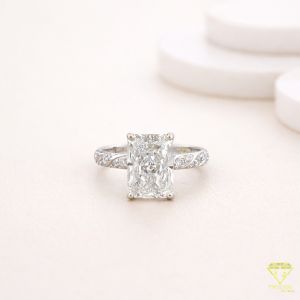 925 Sterling Silver Radiant Moissanite Diamond Engagement Ring