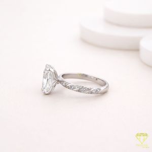 925 Sterling Silver Radiant Moissanite Diamond Engagement Ring