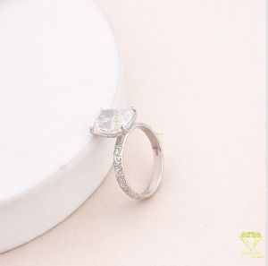 925 Sterling Silver Radiant Moissanite Diamond Engagement Ring