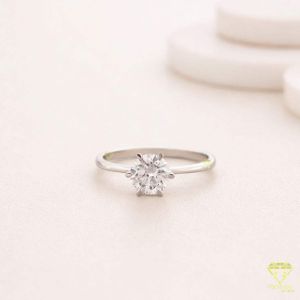 925 Sterling Silver Moissanite Diamond Women Classic Solitaire Ring